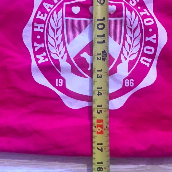 RARE VICTORIA SECRET LOVE HOT PINK  LARGE CANVAS BAG TOTE BARBIE UNIVERSITY - Picture 7 of 12
